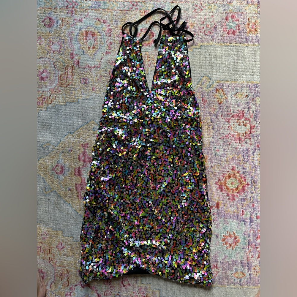 Double Crazy Sequin Cocktail Dress. Size M